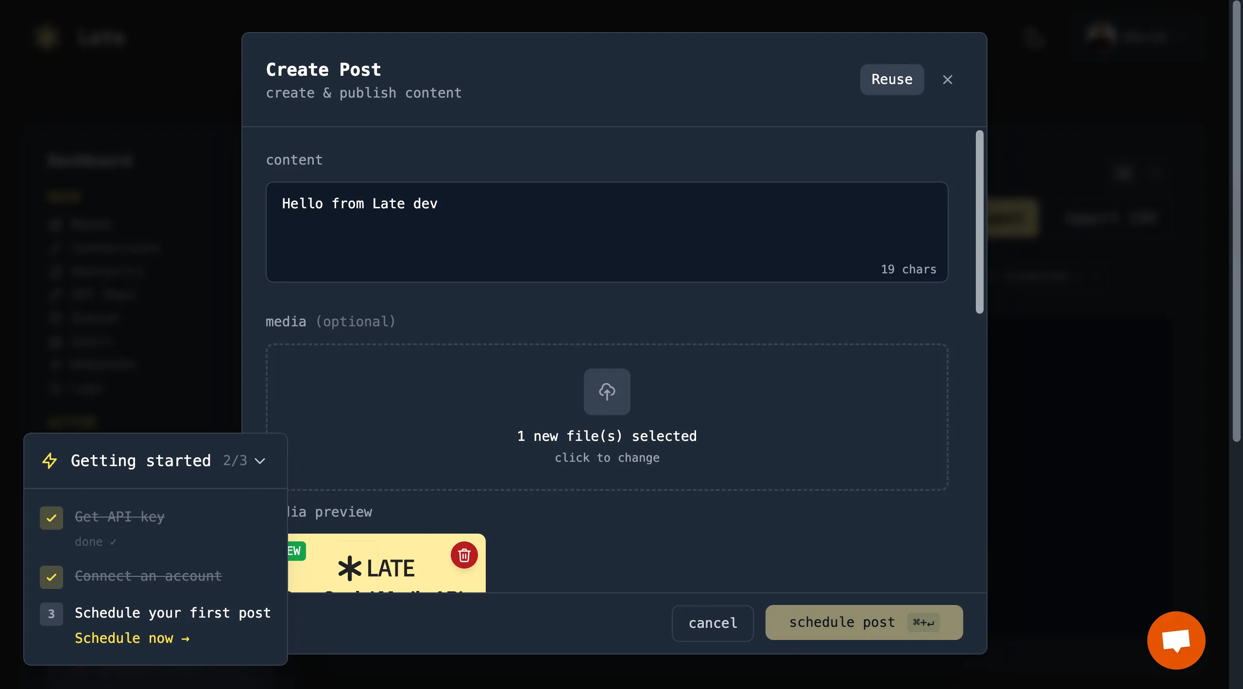 Late media attachment