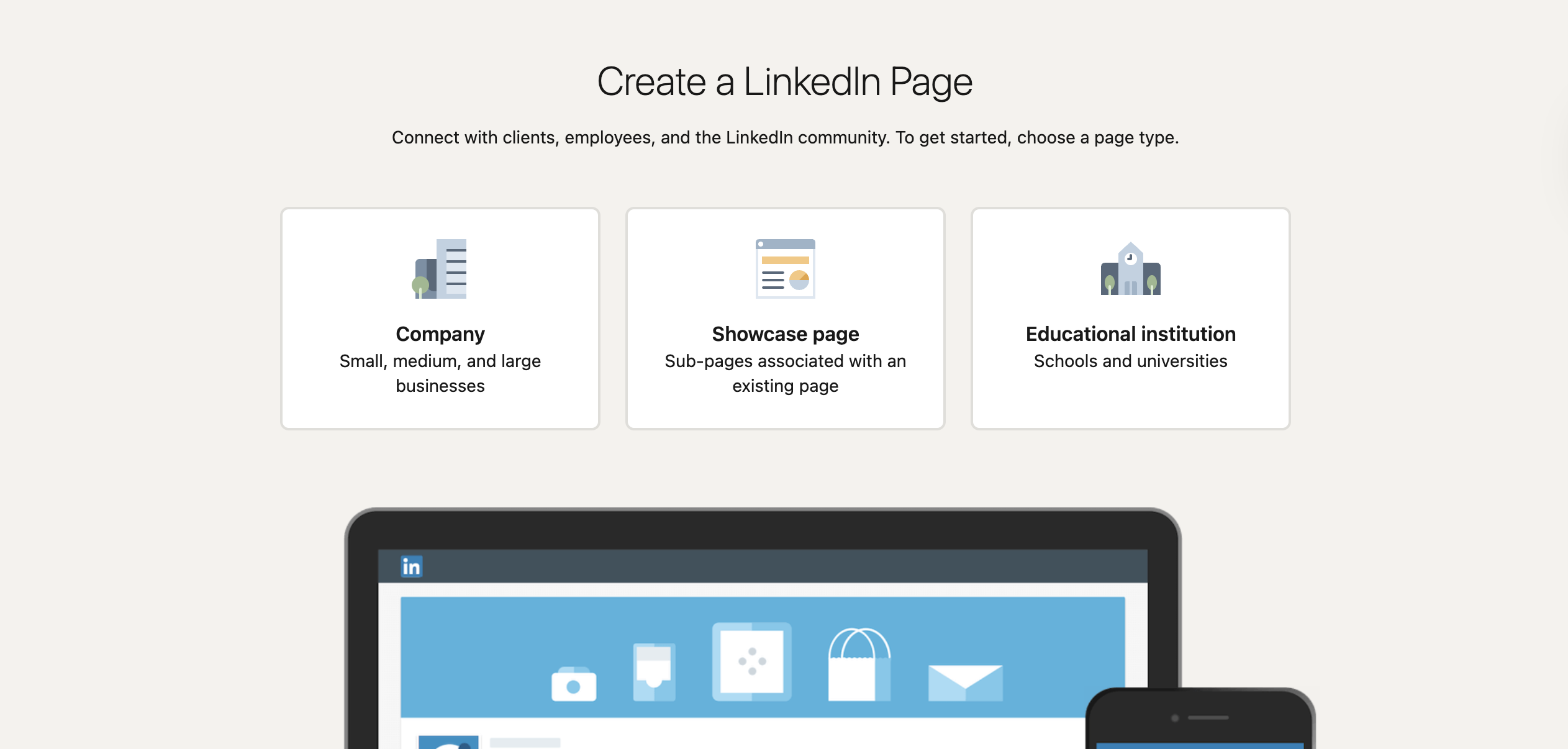 Create a LinkedIn page for your application